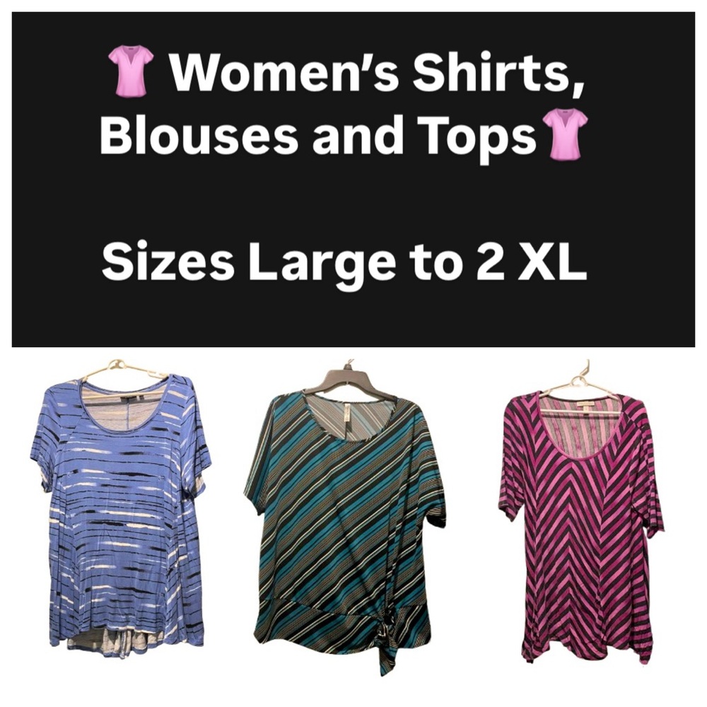WOMEN’S SHIRTS BLOUSES AND TOPS — SIZES L to 2XL